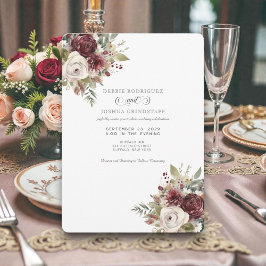 Convites Watercolor Burgundy Floral Wedding Invitation