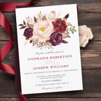 Watercolor Burgundy Red Floral Boho