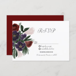 Convites Watercolor Burgundy Vintage Botany Kraft RSVP