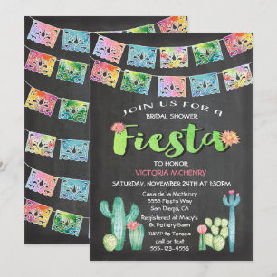 Convites Watercolor Cactus Chá de panela Mexicano Fiesta