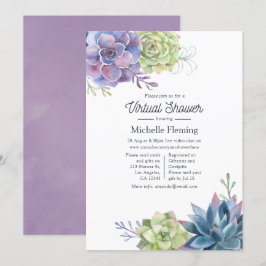 Convites Watercolor Cactus Suculta Chá de fraldas Virtual