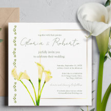 Watercolor Calla Lily com Casamento Dourado