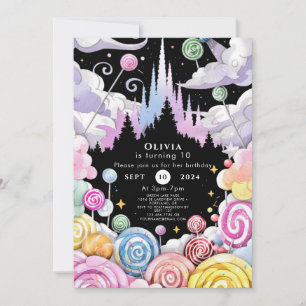 Convites Watercolor Candyland Birthday
