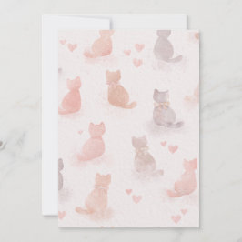 Convites Watercolor Cats and Hearts Invitation
