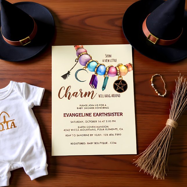 Convites Watercolor Charm Bracelet Pagan Babyshower (Criador carregado)