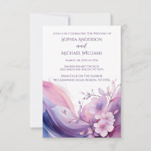 Convites Watercolor Cherry Blossoms — Casamento
