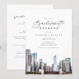 Convites Watercolor Chicago Bachelorette Itinerary e