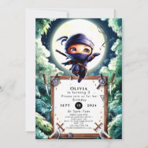 Watercolor Children Ninja Birthday