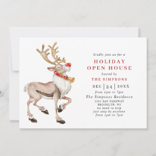 Convites Watercolor Christmas Reindeer HOLIDAY ABEN HOUSE