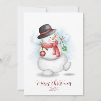 Convites Watercolor Christmas snowman greetings card