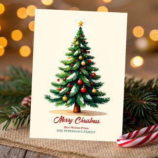 Convites Watercolor Christmas Tree Greeting Card