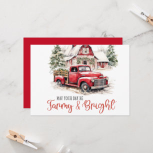 Convites Watercolor Christmas Vintage Truck and Barn