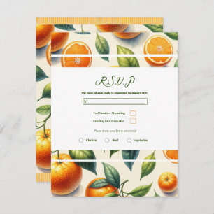 Convites Watercolor Citrus Orange Leaves Weding RSVP