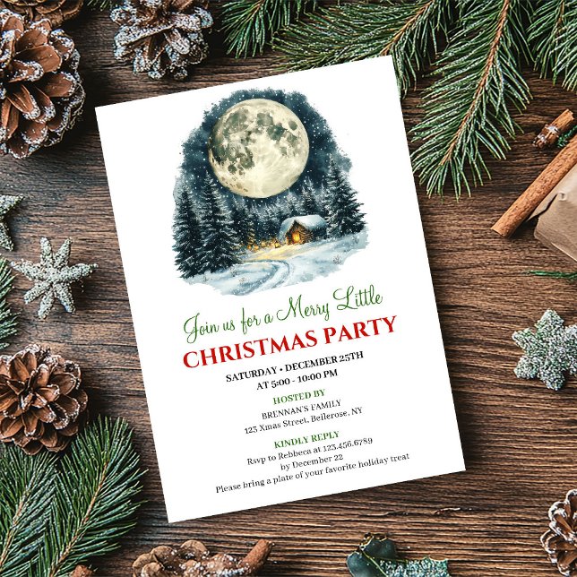 Convites Watercolor Classic Holiday Scene Christmas Invite (Watercolor Classic Holiday Scene Christmas Invite)