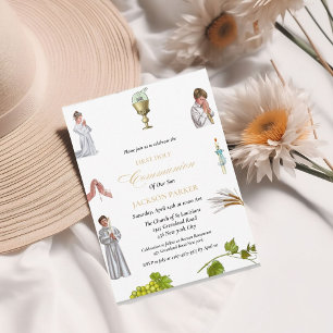 Convites Watercolor Clipart first sagrado communion