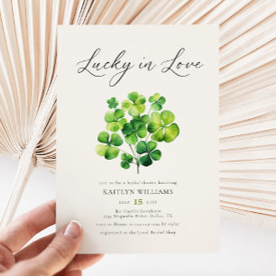 Convites Watercolor Clover Lucky In Love Chá de panela