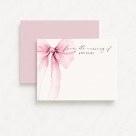 Convites Watercolor Coquette Big Pink Bow Nursery Note Card