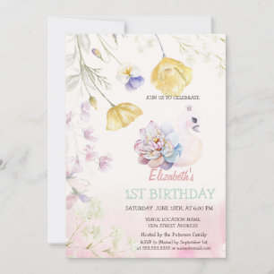 Convites Watercolor Cute Swan Selvagens