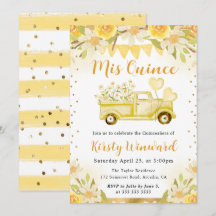 Watercolor Daisiers Truck and Flowers Quinceanera