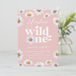 Convites Watercolor Daisy Wild One Girl é o primeiro aniver