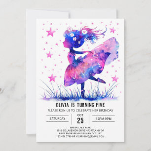Convites Watercolor Dancer Ballerina Birthday