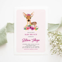 Watercolor Deer Purple Flowers Baby Brunch