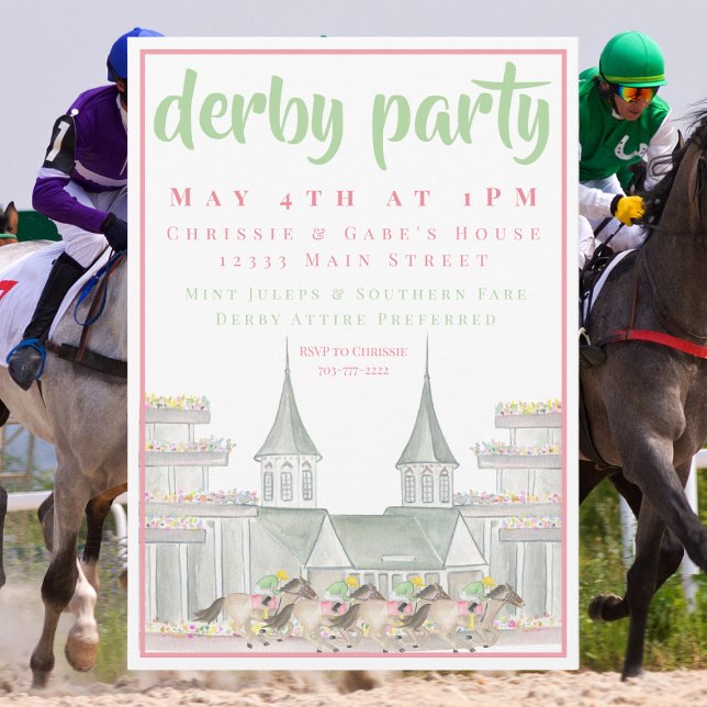 Convites Watercolor Derby Party Iconic Racetrack Elegant (Criador carregado)