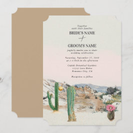 Convites Watercolor Desert Cactus Boho Wedding