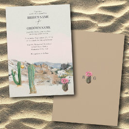 Convites Watercolor Desert Cactus Boho Wedding