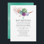 Convites Watercolor Desert Succulents Bat Mitzvah<br><div class="desc">Plantas de cacto com aquarela suculenta bat mitzvah convite com acentos de azul,  ameixa,  hortelã e verde-salva.</div>