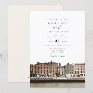 Convites Watercolor Dublin Irlanda Skyline River Wedding