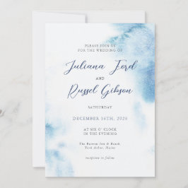 Convites Watercolor Dusty Blue Winter Wedding Invitation