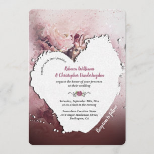 Convites Watercolor Dusty Rosas Romântica Boho Casamento