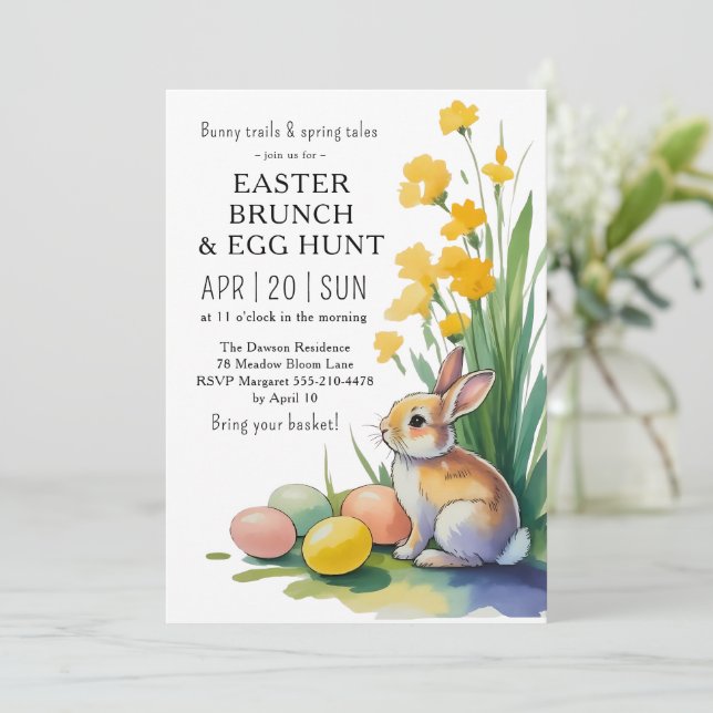 Convites Watercolor Easter Brunch Egg Hunt Invitation (Em pé/Frente)