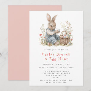Convites Watercolor Easter Bunny Brunch e Ovo Hunt