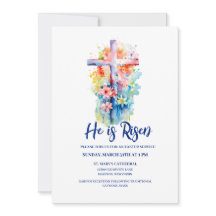 Watercolor Ele é Risen Páscoa Religiosa Floral