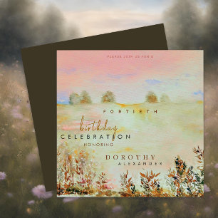Convites Watercolor Elegant Floral Meadow Birthday
