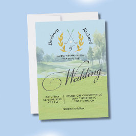 Convites Watercolor Elegant Golf Wedding w/Details 