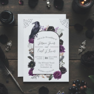 Convites Watercolor Elegant Halloween Floral Boho Purple