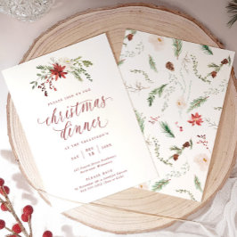 Convites Watercolor Elegant Script Christmas Dinner
