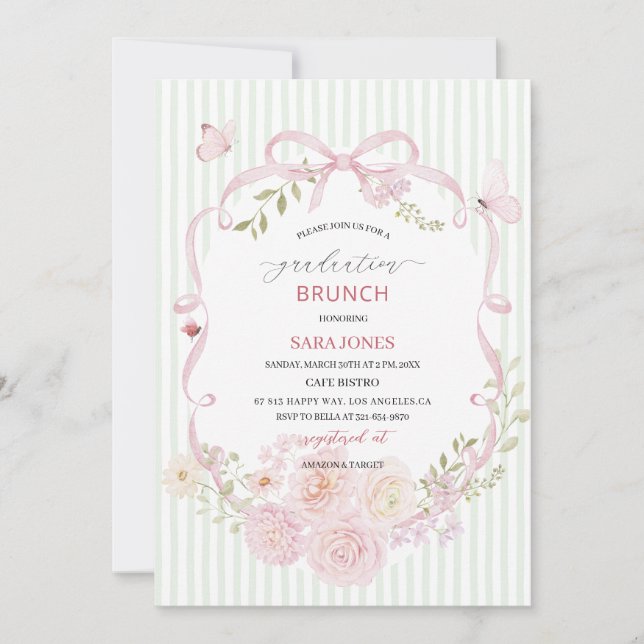 Convites Watercolor Elegant Wildflowers graduatioInvitation (Frente)