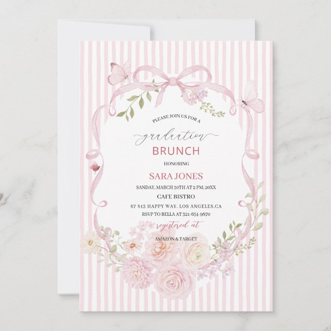 Convites Watercolor Elegant Wildflowers graduatioInvitation (Frente)