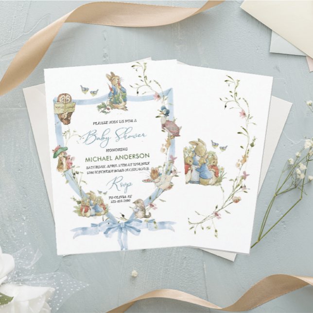 Convites Watercolor Elegante De Flor Selvagem Peter Rabbit  (Criador carregado)