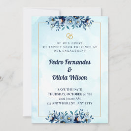 Convites Watercolor Engagement Invitation Card
