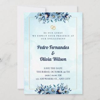 Convites Watercolor Engagement Invitation Card