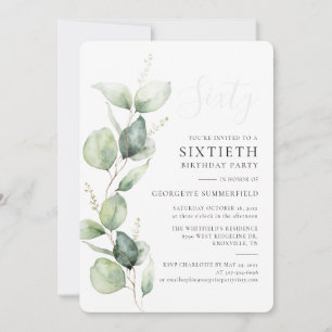 Convites Watercolor Eucalyptus 60º Aniversário