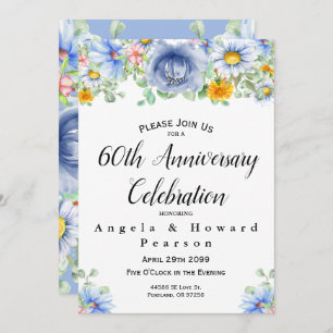 Convites Watercolor Eucalyptus Floral 60º Aniversário