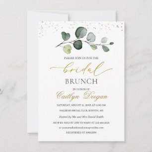 Convites Watercolor Eucalyptus Foliage Bridal Brunch