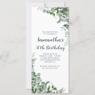 Convites Watercolor Eucalyptus Greenery 50º Aniversário