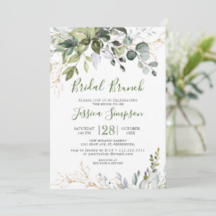Convites Watercolor Eucalyptus Greenery Bridal Brunch